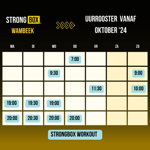 Uurrooster StrongBox Wambeek - oktober 2024